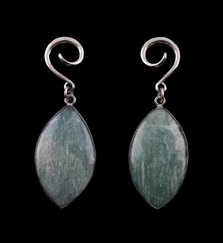 Elliptic Amazonite Stone Ear Weights