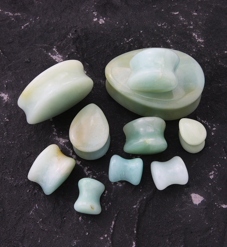 Amazonite Stone Teardrop Plugs