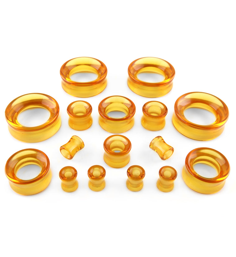 Amber Glass Tunnel Plugs