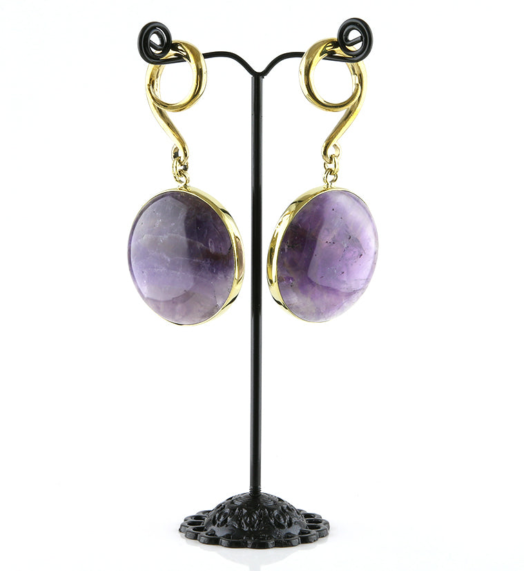 Grand Amethyst Stone Hanging Ear Weights