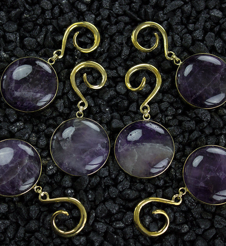Grand Amethyst Stone Hanging Ear Weights