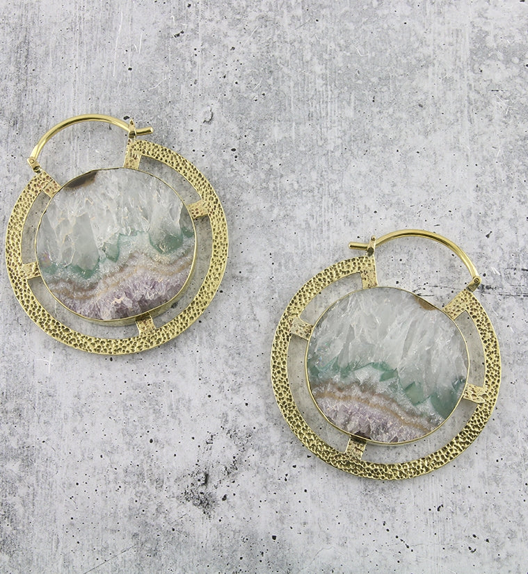 Byzantine Amethyst Slice Ear Weights