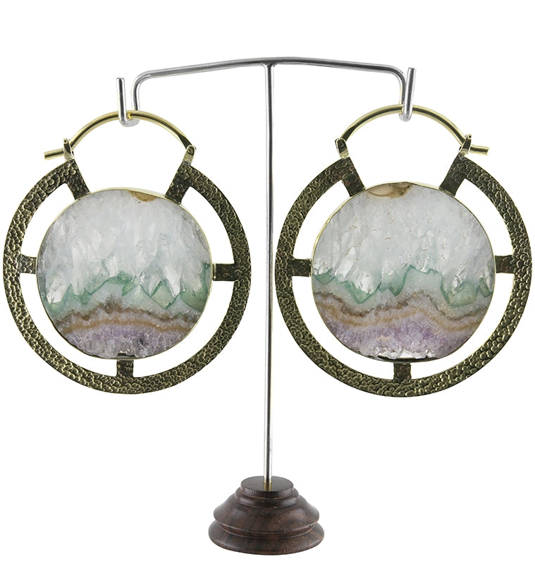 Byzantine Amethyst Slice Ear Weights