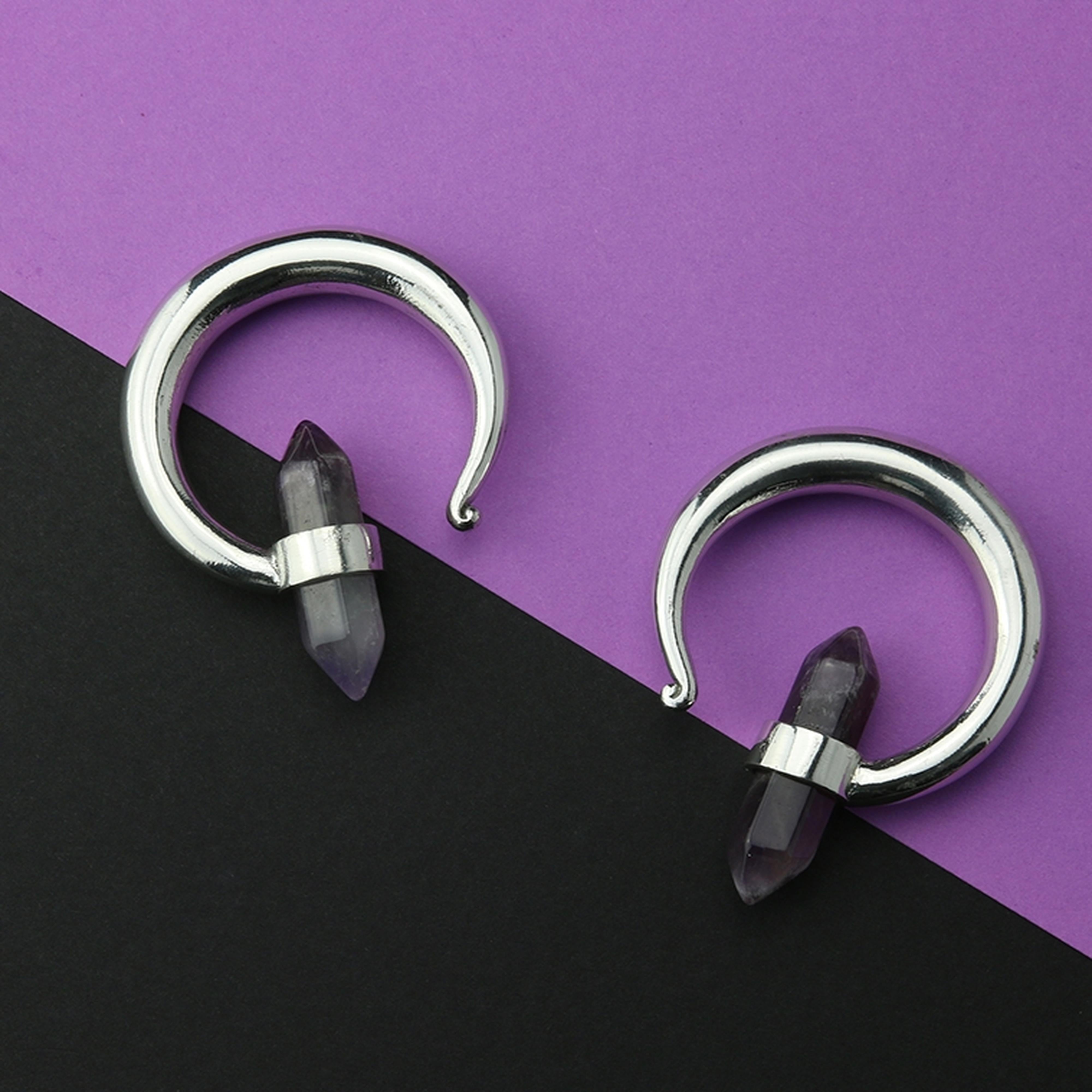 Amethyst Solitary Brass Ear Weights
