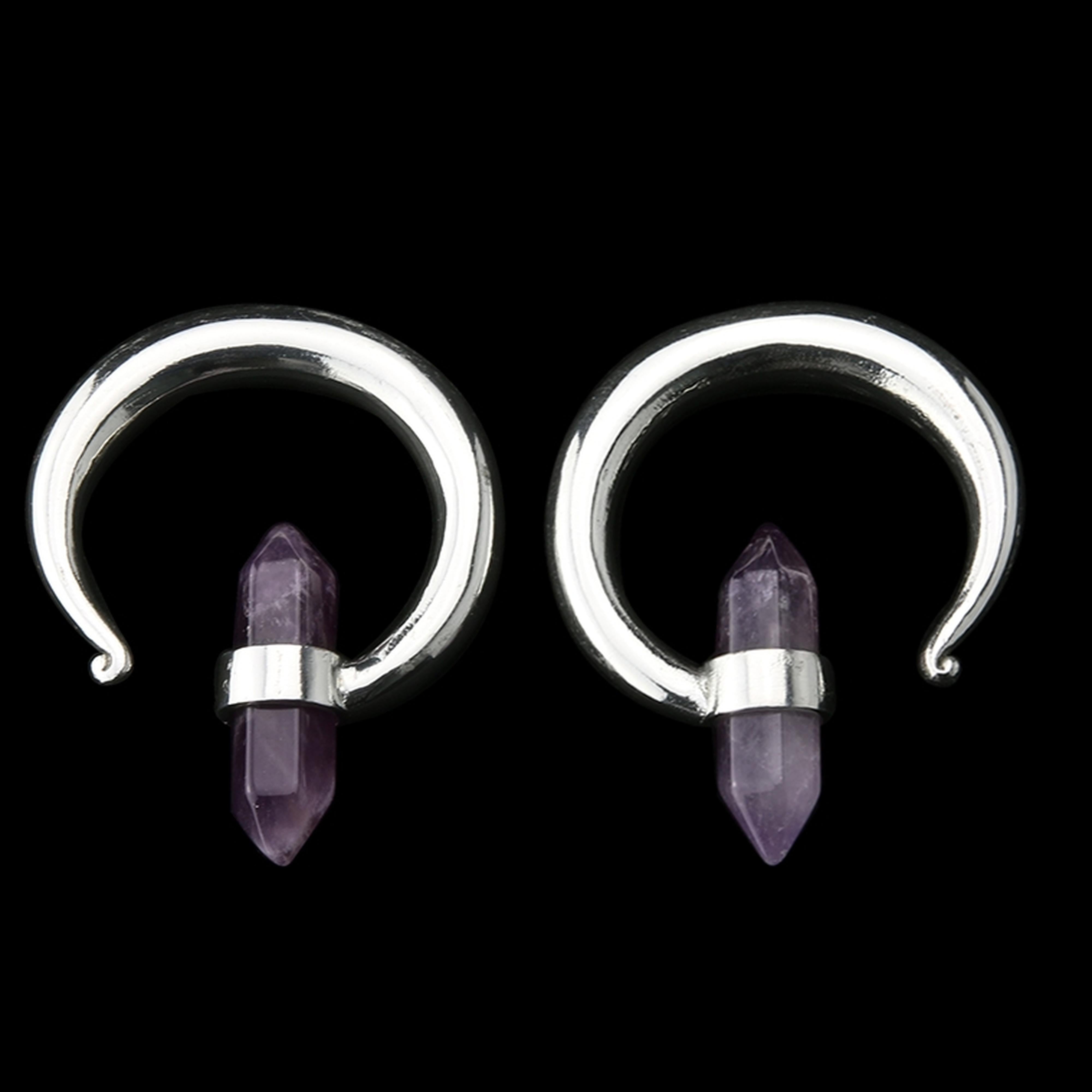 Amethyst Solitary Brass Ear Weights