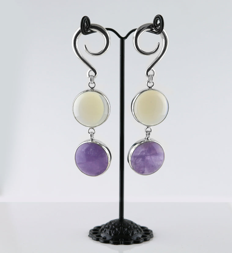 Opalite X Amethyst Stone Hanging Ear Weights