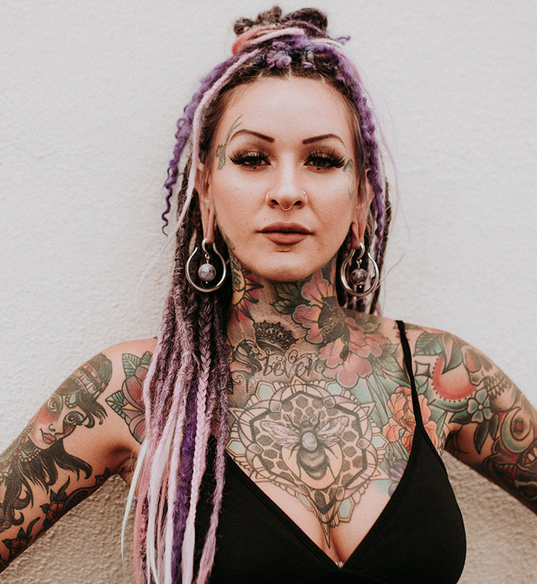 Amethyst Orbital White Brass Ear Weights