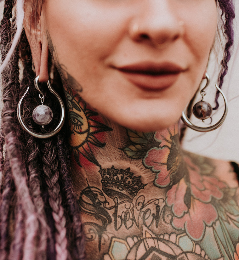 Amethyst Orbital White Brass Ear Weights