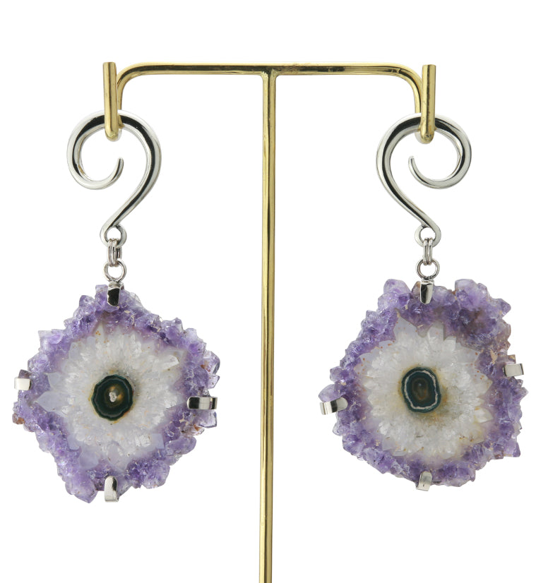 Amethyst Stalactite White Brass Ear Weights Version 3