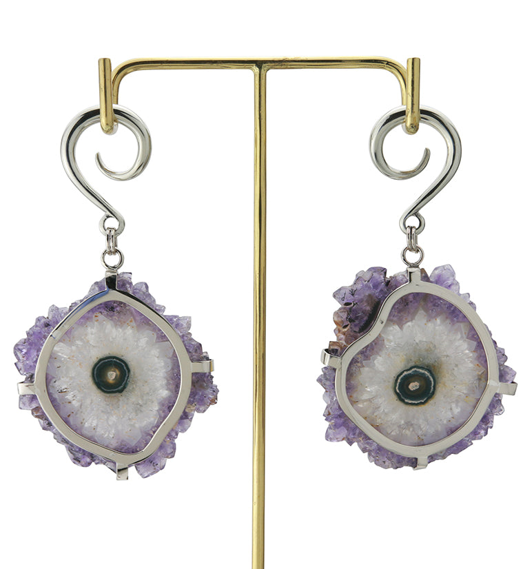 Amethyst Stalactite White Brass Ear Weights Version 5