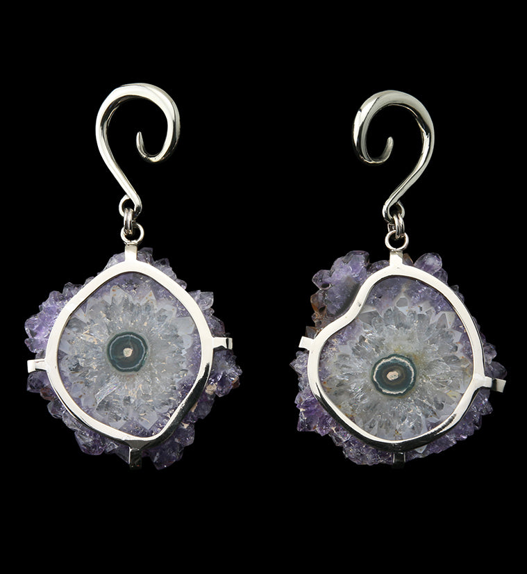 Amethyst Stalactite White Brass Ear Weights Version 2