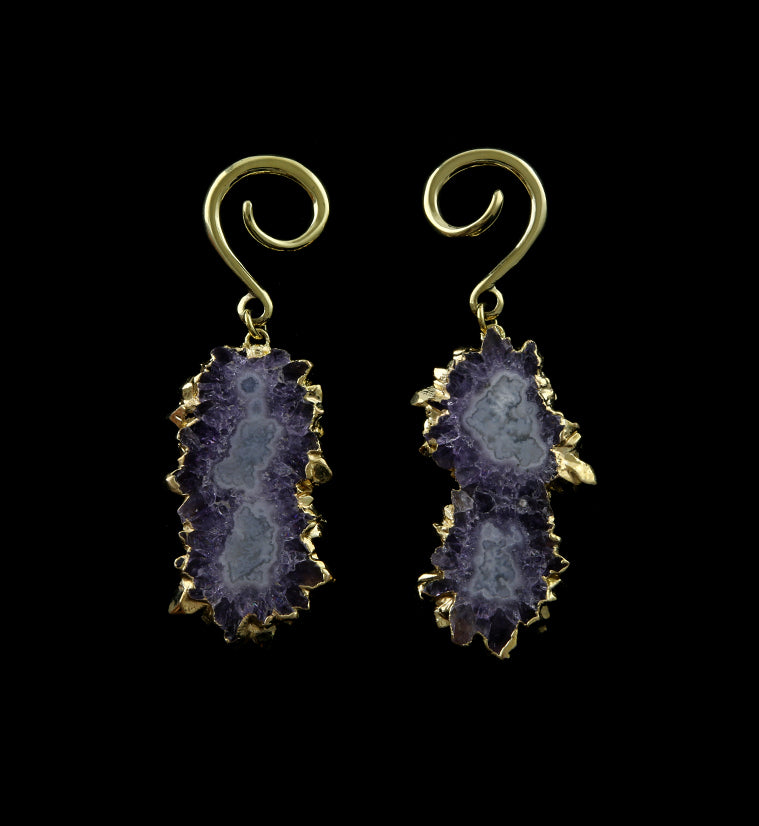 Amethyst Stalactite Brass Ear Weights