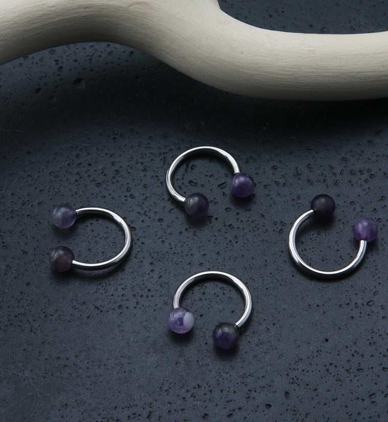 Amethyst Stone Circular Barbell