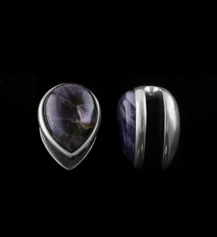 Amethyst Stone Knuckle White Brass Ear Weights