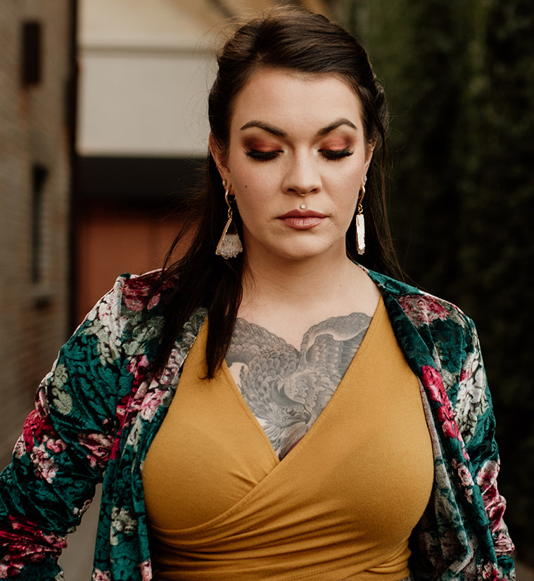 Acute Amethyst Slice Brass Ear Weights