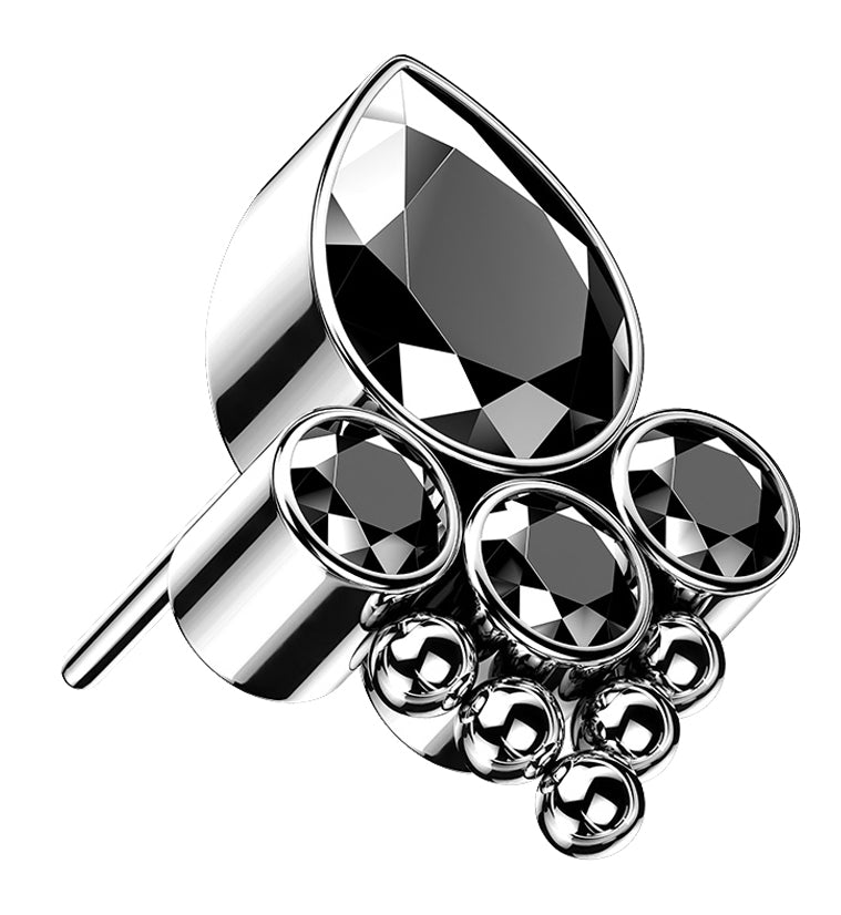 Amulet Beaded Black CZ Titanium Threadless Top