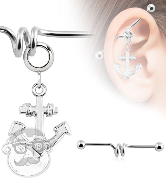 Anchor Dangle Industrial Stainless Steel Barbell