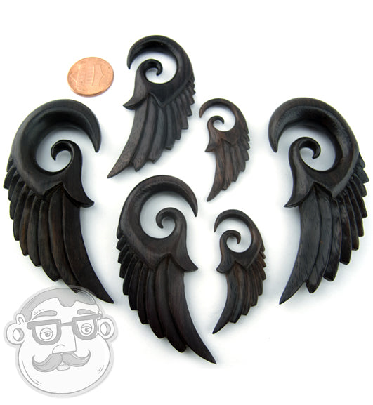 Wooden Feather Spiral Plugs