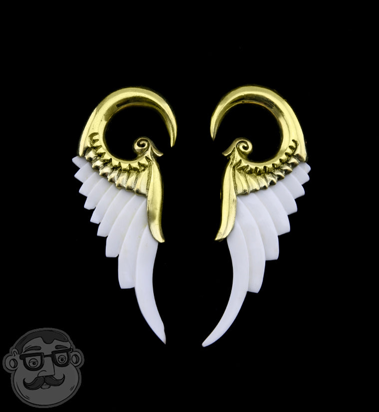 Angel Wing Brass Ear Weights