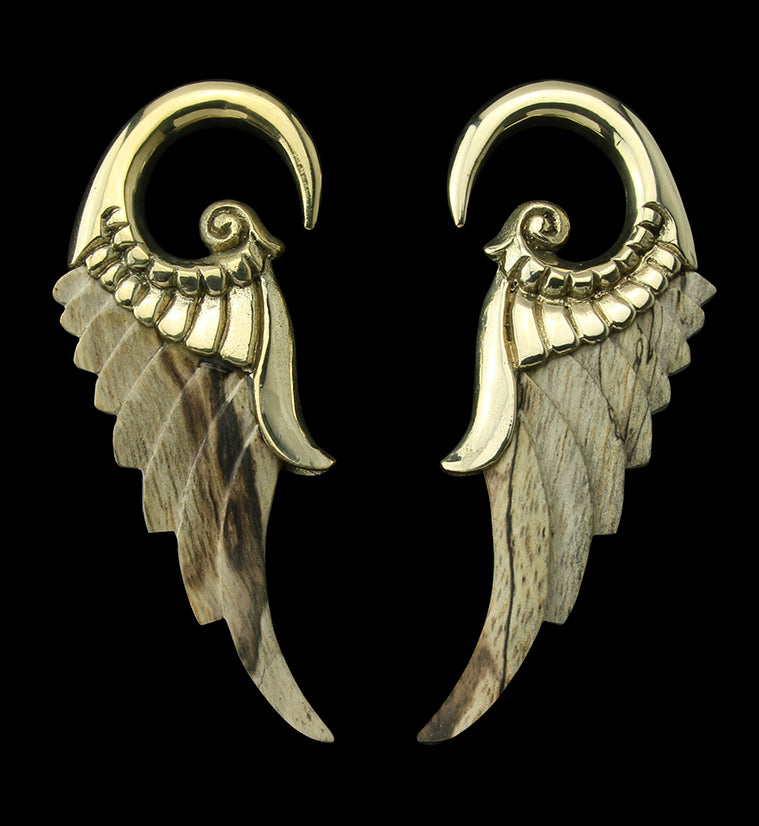 Angel Wing Tamarind Wood Brass Ear Weights
