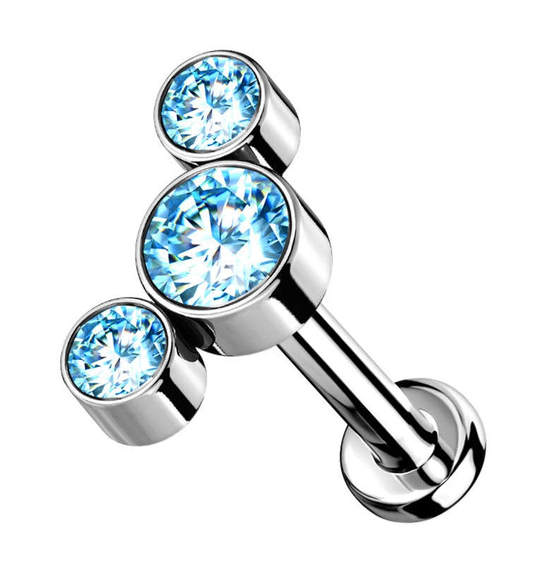 Aqua Cluster CZ Titanium Threadless Labret