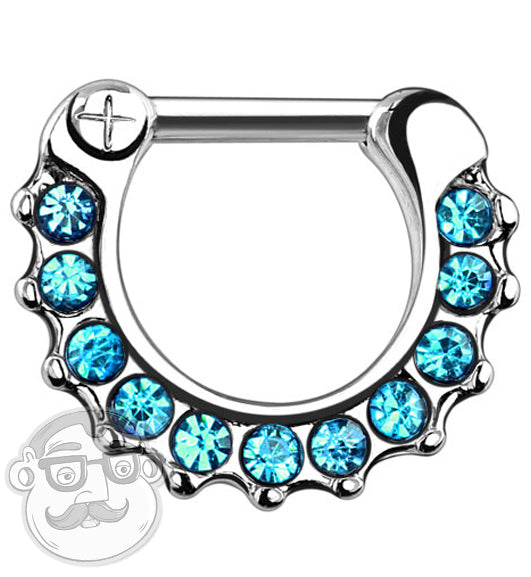 16G Aqua Gem 316L Steel Septum Clicker