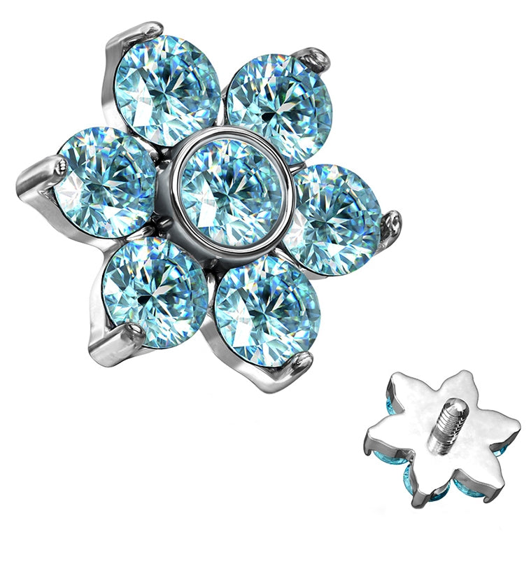 Aqua CZ Floret Threaded End