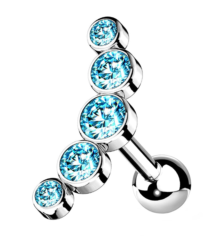 16G Aqua Arc Gem Cartilage Barbell