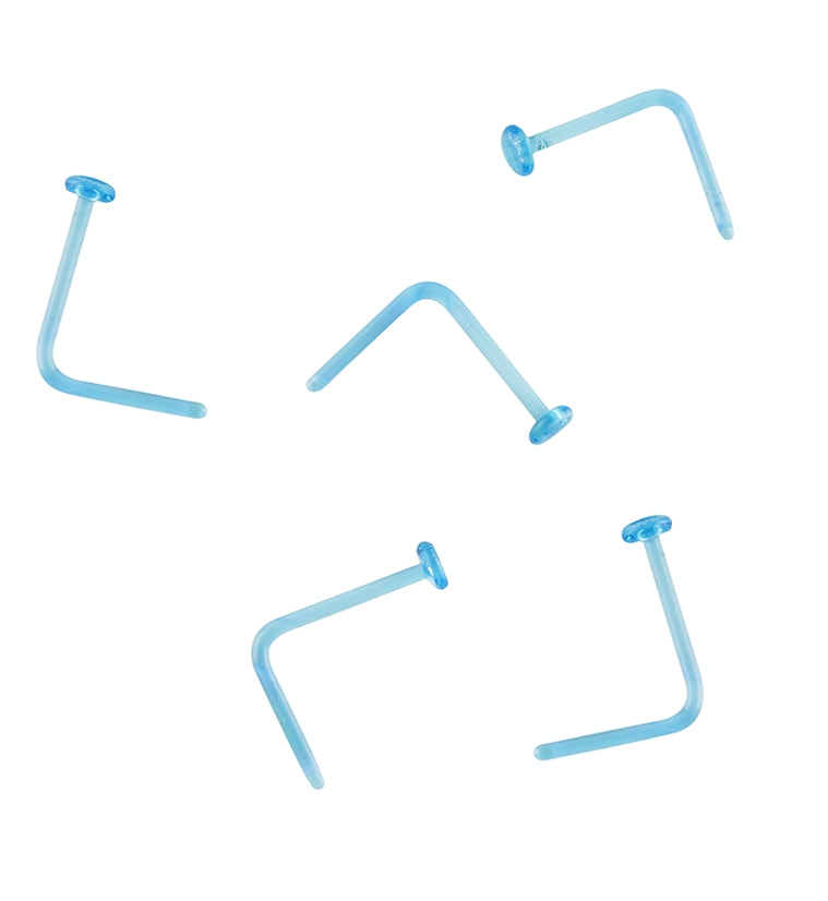 Aqua Glass L Bend Nose Ring
