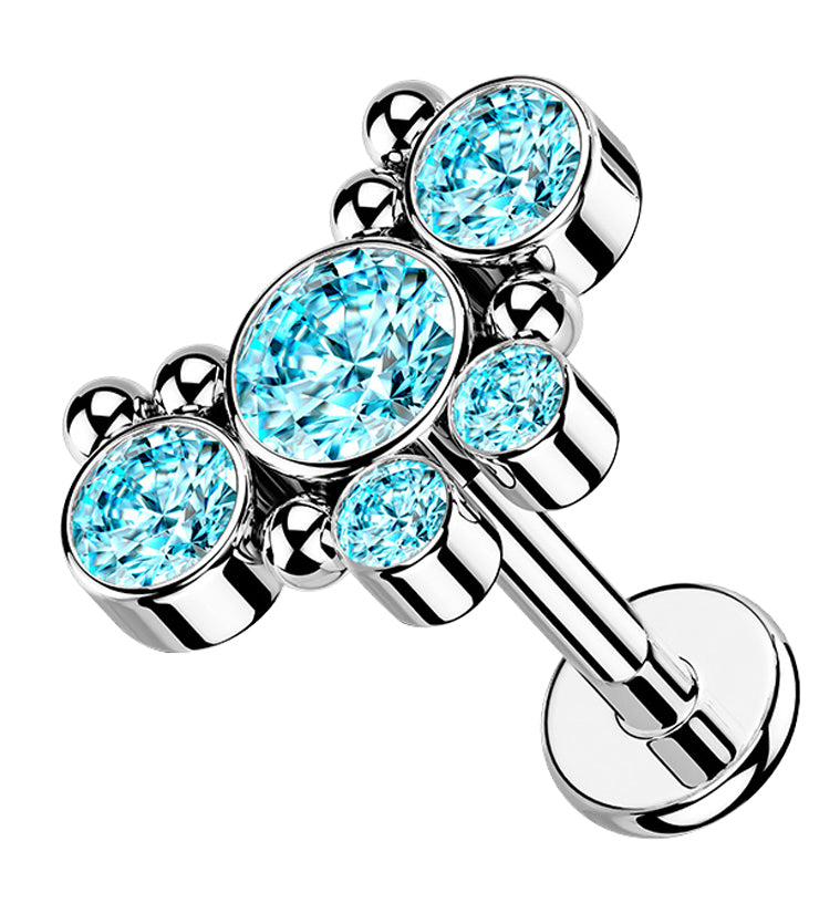 Aqua Passel Gem Labret Post