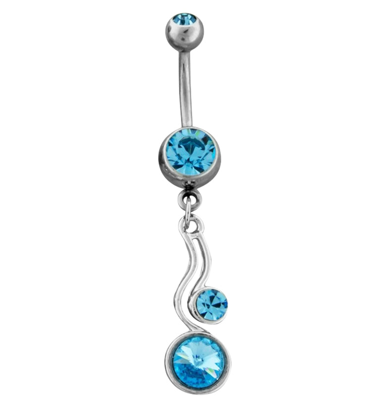 Aqua Swirly Gem Belly Button Ring | UrbanBodyJewelry.com