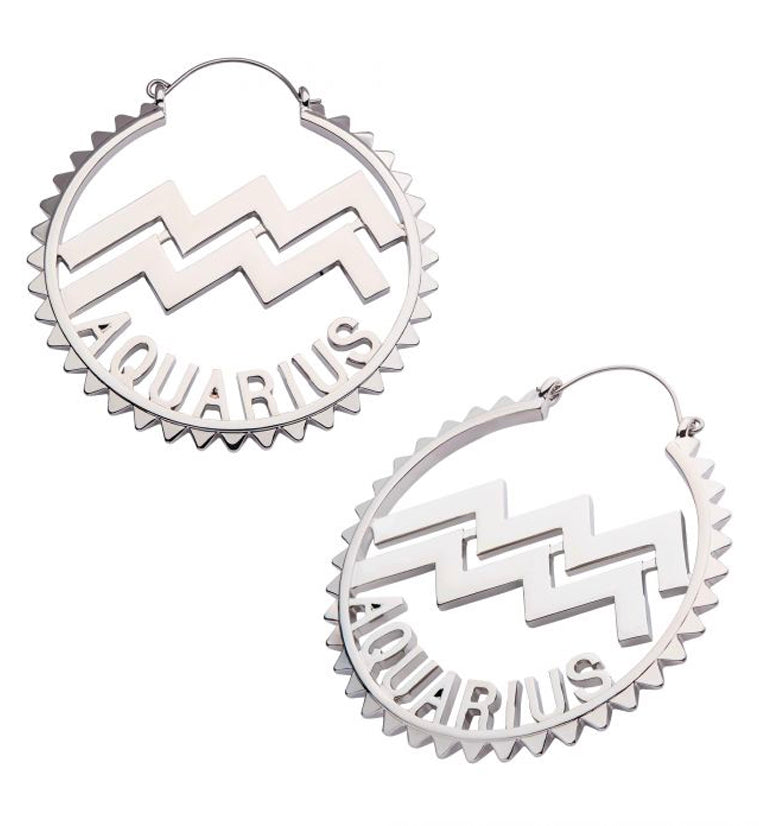 Aquarius Sign Plug Hoops