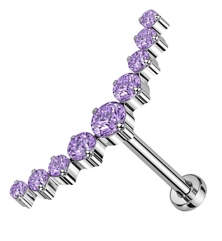 Arc Amethyst CZ Threadless Titanium Labret