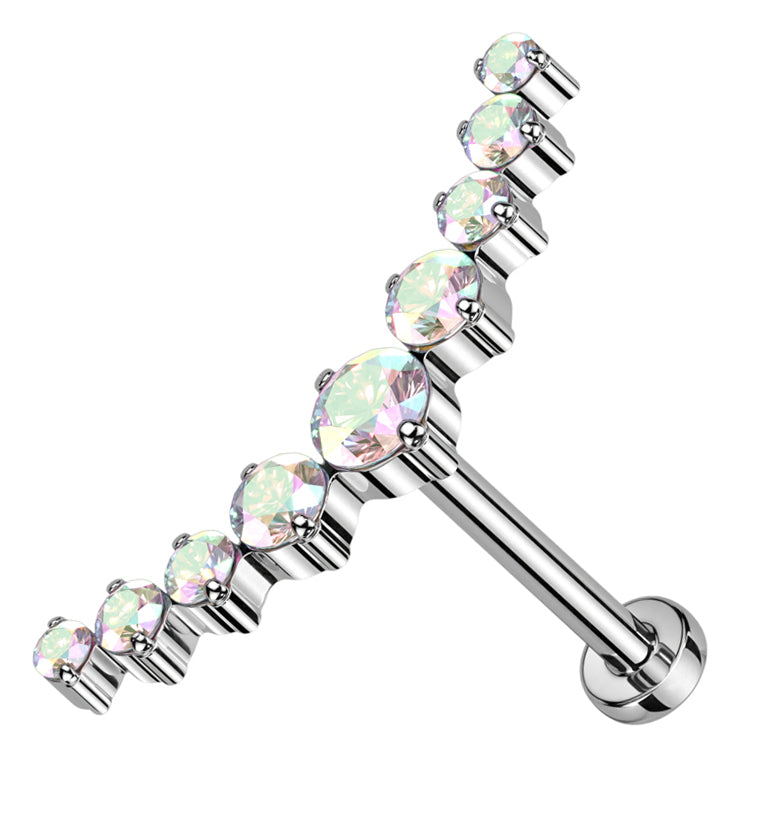 Arc Rainbow Aurora CZ Threadless Titanium Labret