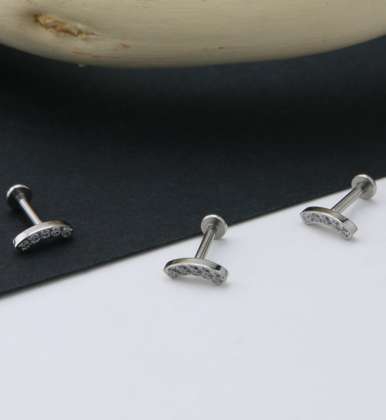 Arc Top Prong Set CZ Labret Post