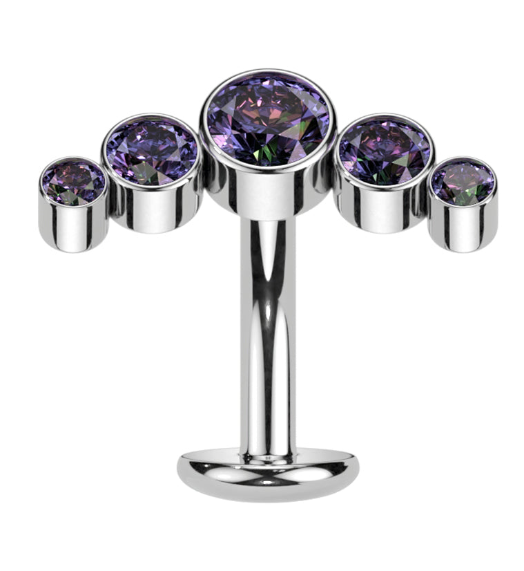 Arch Black Aurora CZ Titanium Threadless Floating Belly Button Ring (Convex Disk)