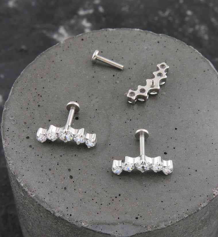 Arch Prong CZ Stainless Steel Internally Threaded Labret