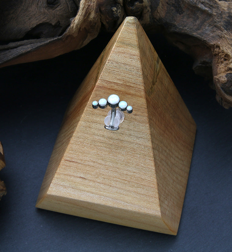 Arch White Opalite Titanium Threadless Floating Belly Button Ring (Convex Disk)