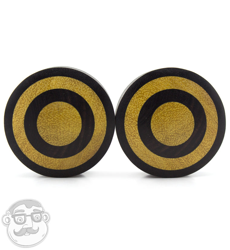 Arang Wood Plugs with Target Jackfruit Wood Inlay