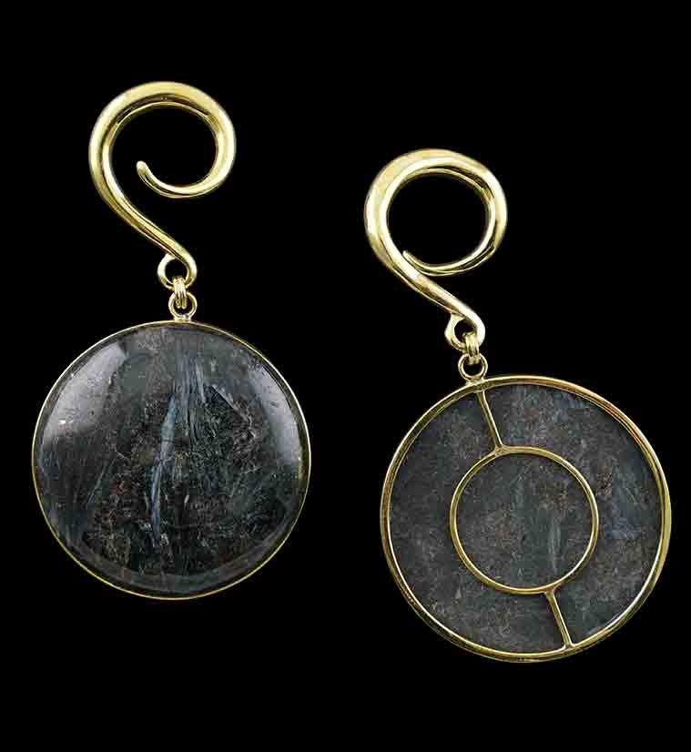 Arfvedsonite Stone Hanging Disk Ear Weights