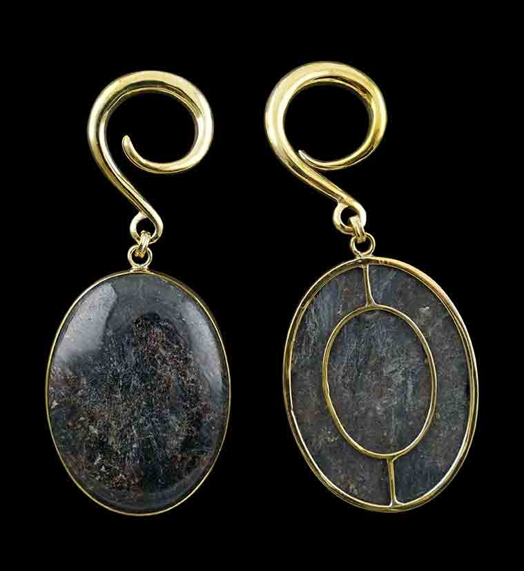 Arfvedsonite Stone Hanging Oval Ear Weights