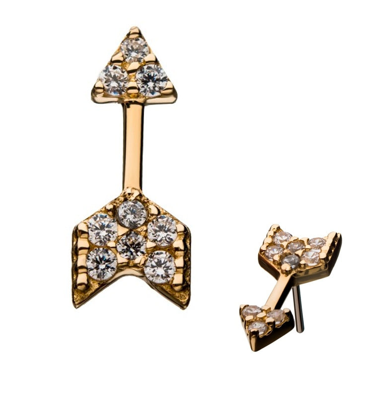 14kt Gold Arrow CZ Threadless Top
