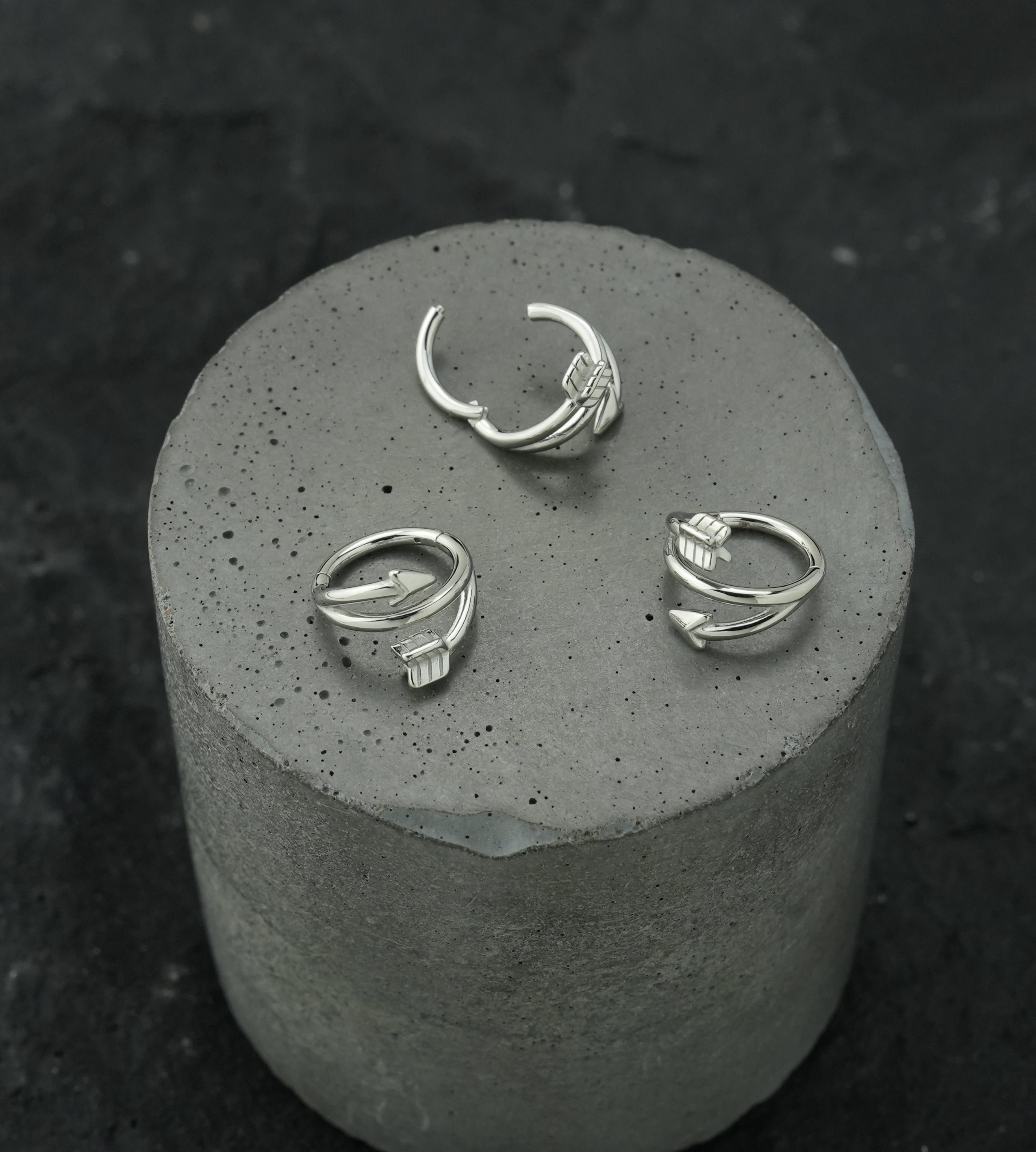 Arrow Twist Stainless Steel Hinged Segment Ring