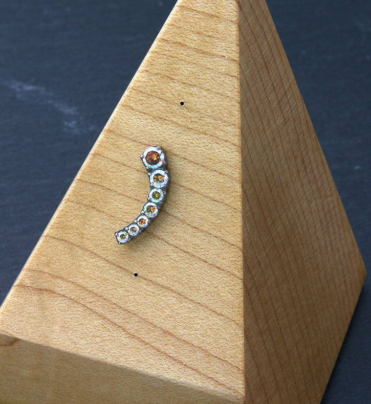 Ascend Rainbow Aurora CZ Threadless Titanium Top