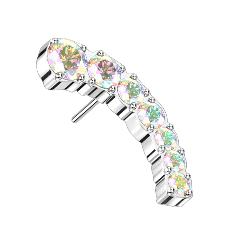 Ascend Rainbow Aurora CZ Threadless Titanium Top