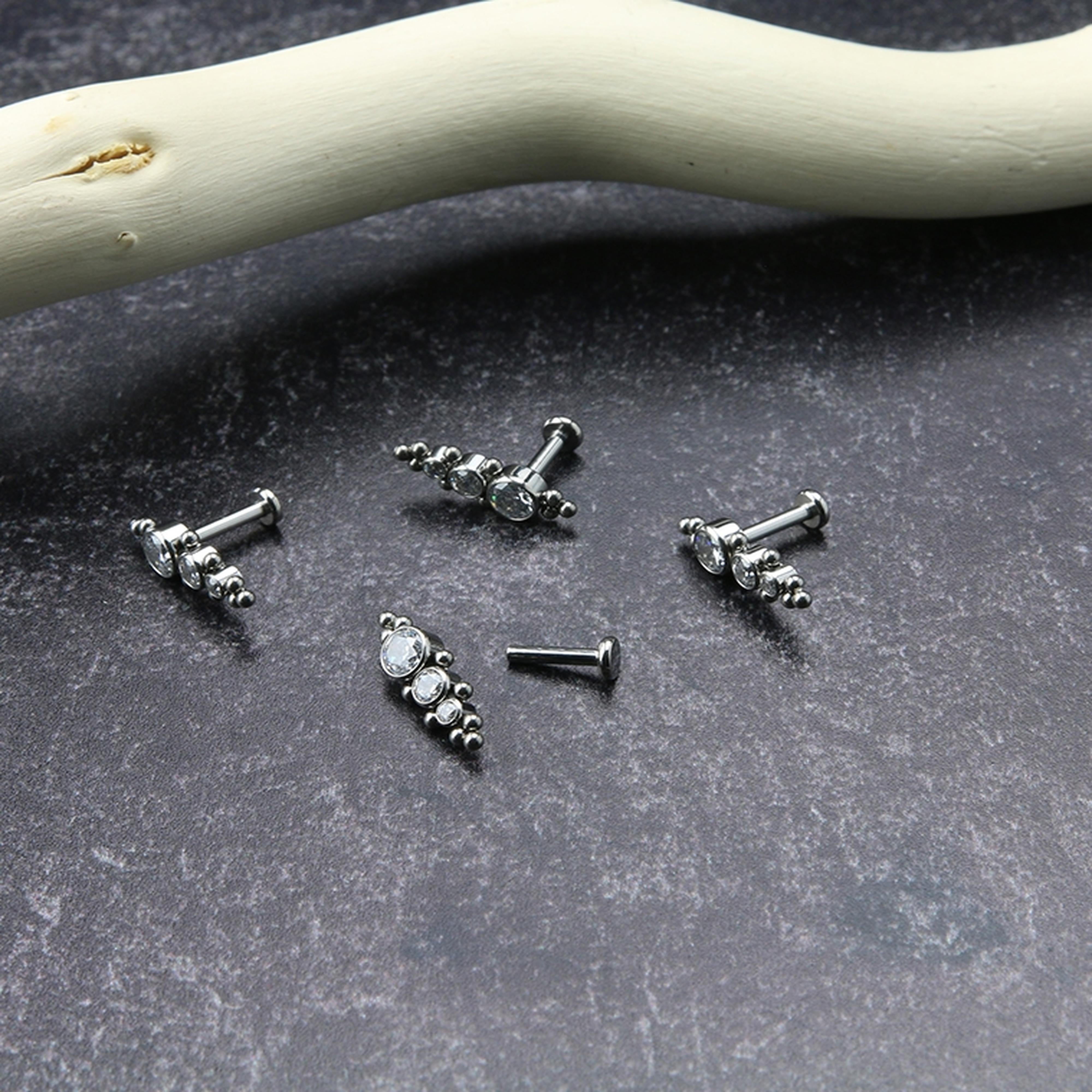 16G Ascent Cluster Clear CZ Titanium Labret