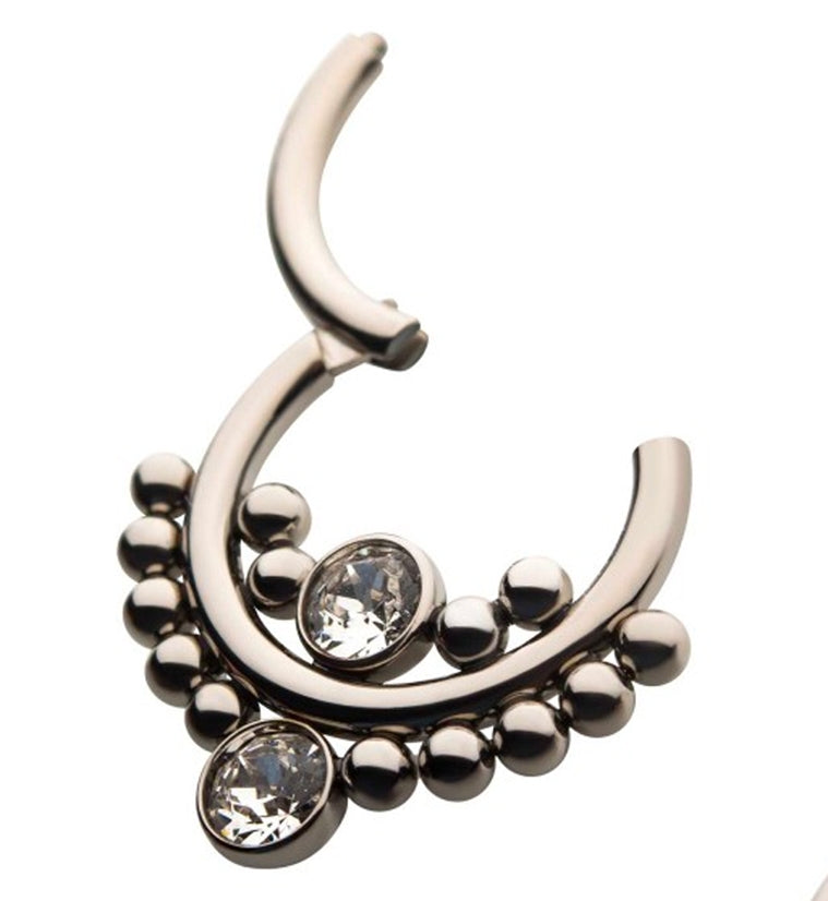 Aslant Beaded Titanium Hinged Segment Ring