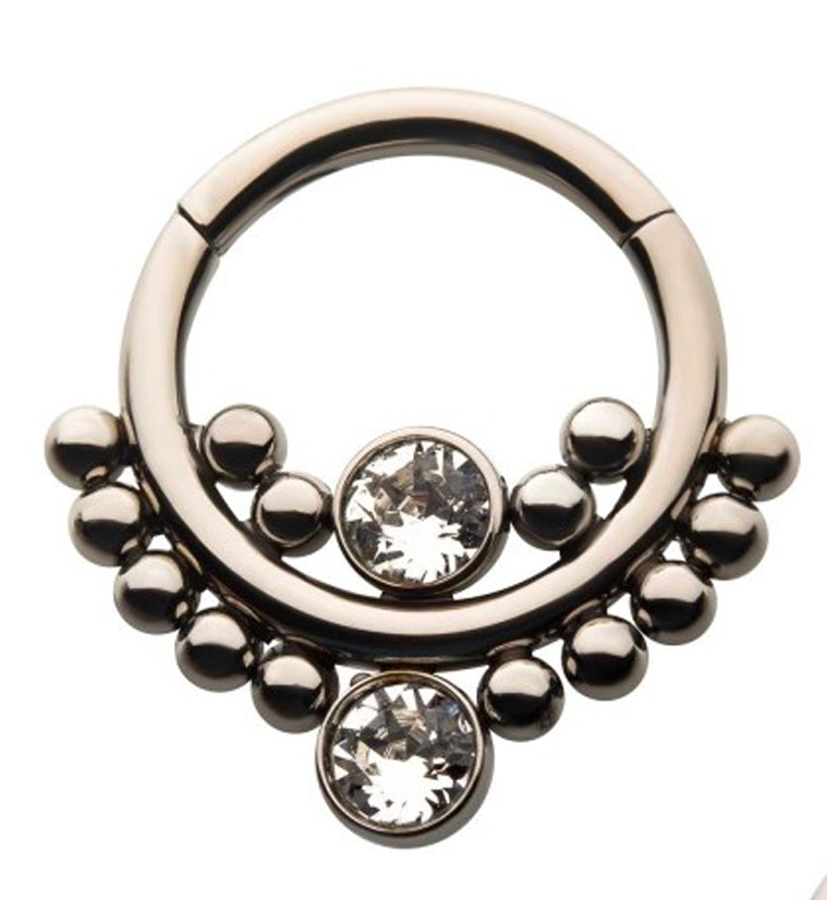 Aslant Beaded Titanium Hinged Segment Ring