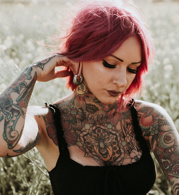 Atom Ring White Brass Hinged Ear Weights