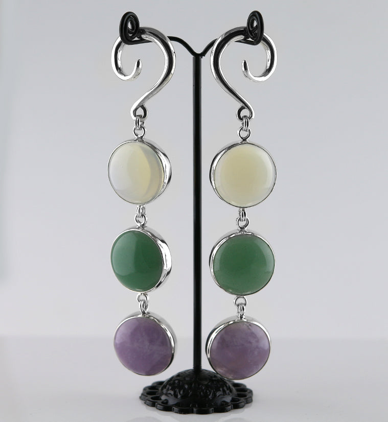 Ternary Aventurine X Opalite X Amethyst Hanging Ear Weights